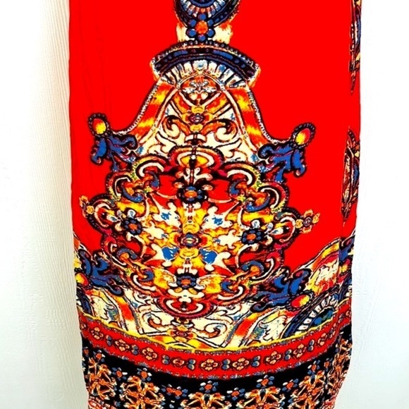 Forever 21 - Bright Orange With Colorful Design Halter Maxi Dress Size Small - Picture 4 of 11